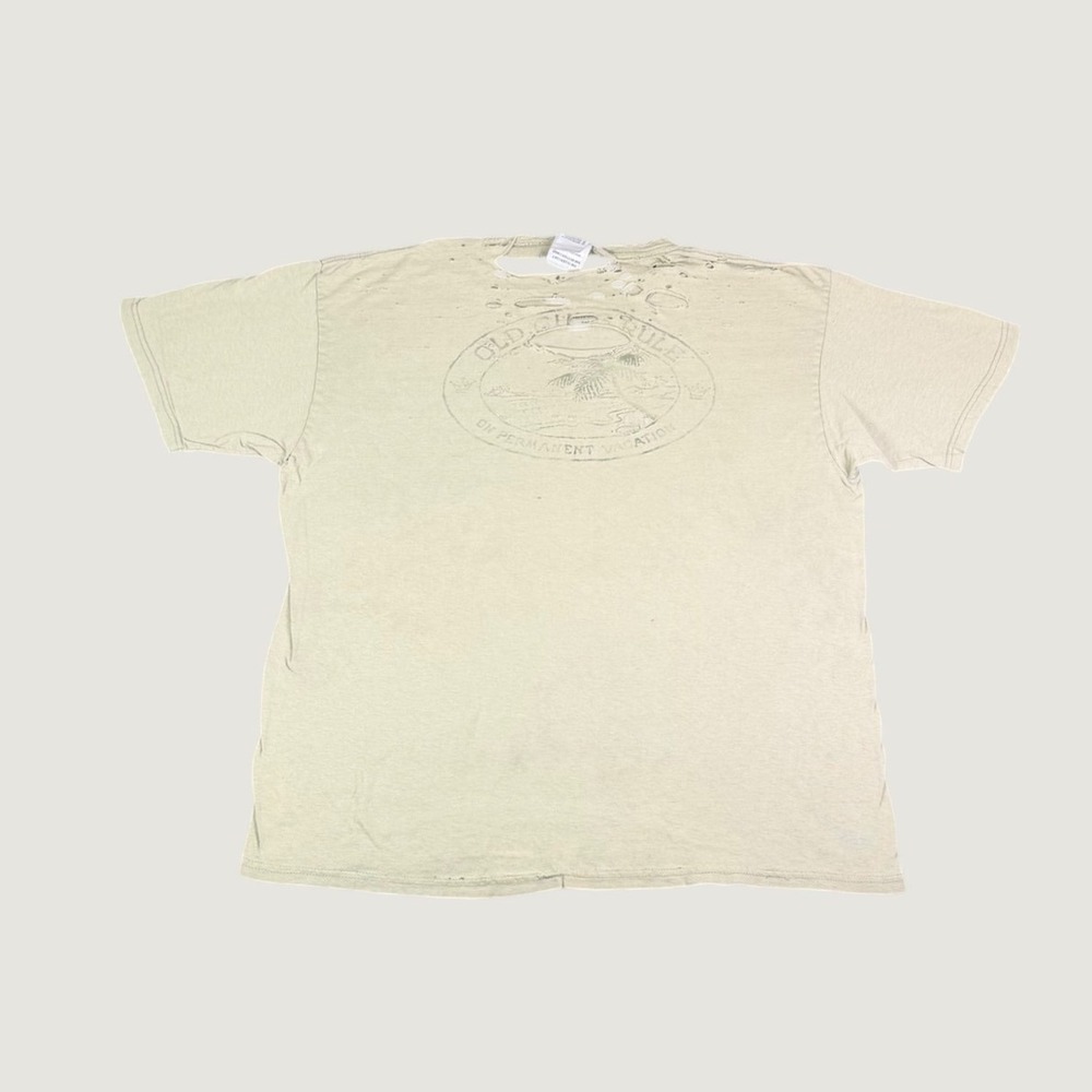 Old Guys Rule Thrashed Distressed Graphic T-Shirt Mens XL Khaki Permanent Vacay